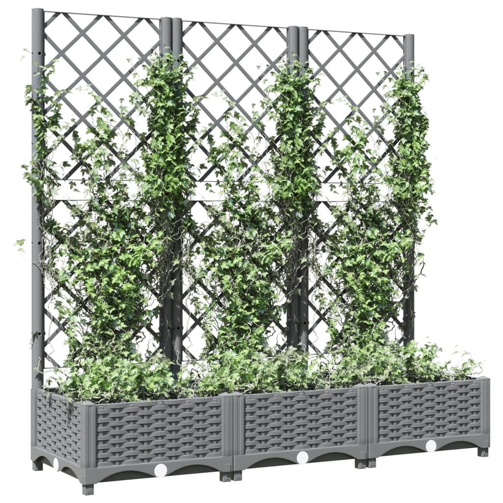 vidaXL Donica ogrodowa z kratką, jasnoszara, 120x40x121,5 cm, PP