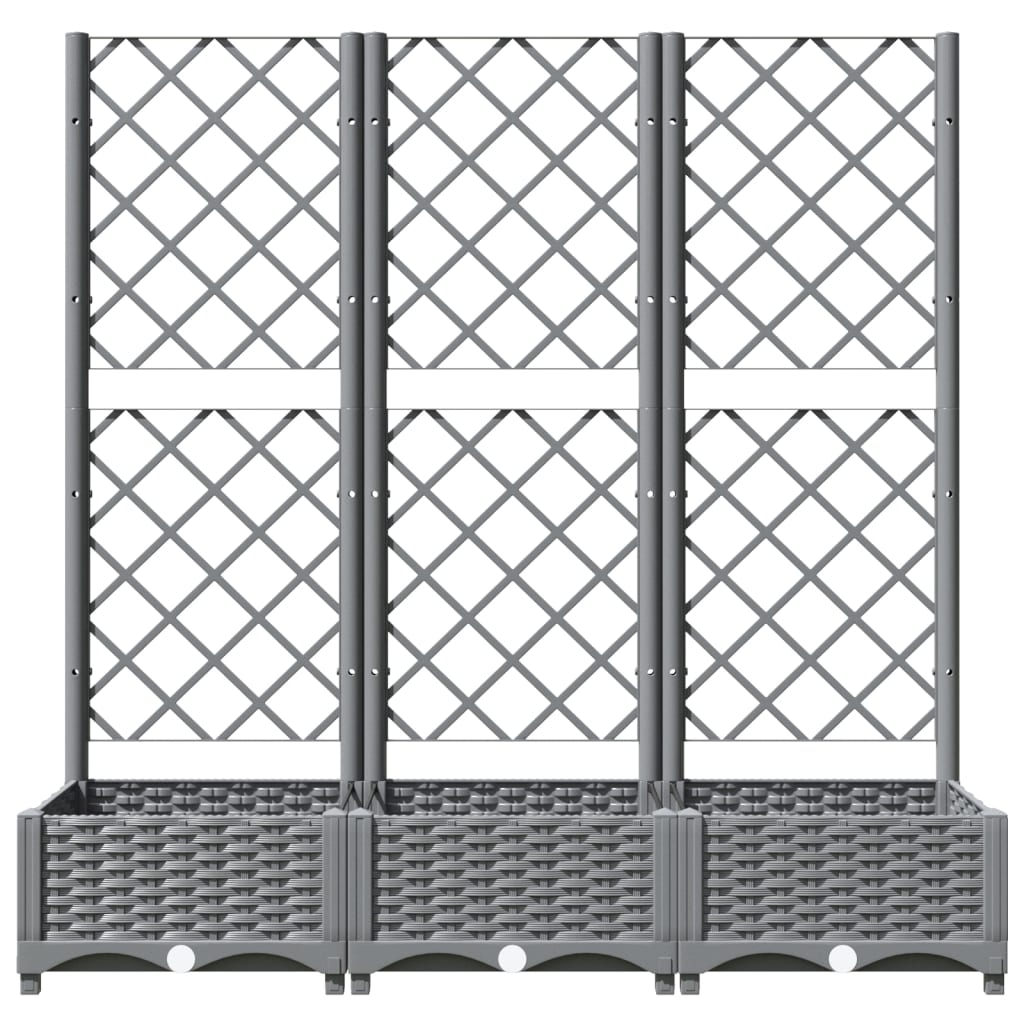 vidaXL Donica ogrodowa z kratką, jasnoszara, 120x40x121,5 cm, PP