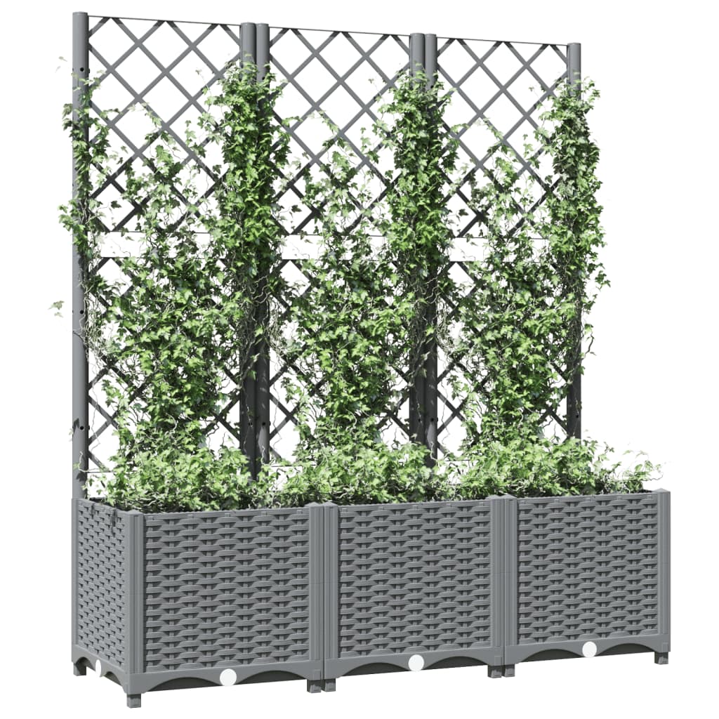 vidaXL Donica ogrodowa z kratką, jasnoszara, 120x40x136 cm, PP