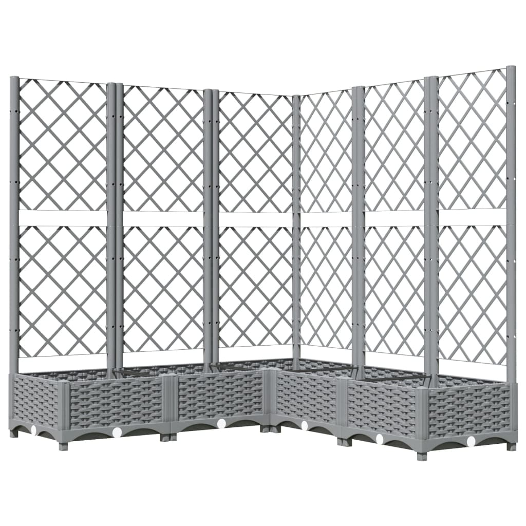 vidaXL Donica ogrodowa z kratką, jasnoszara, 120x120x121,5 cm, PP