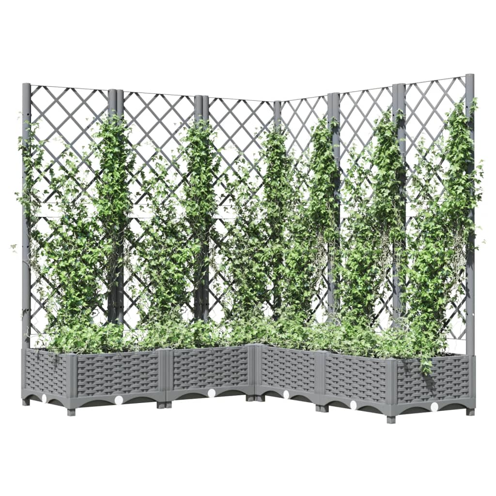 vidaXL Donica ogrodowa z kratką, jasnoszara, 120x120x121,5 cm, PP