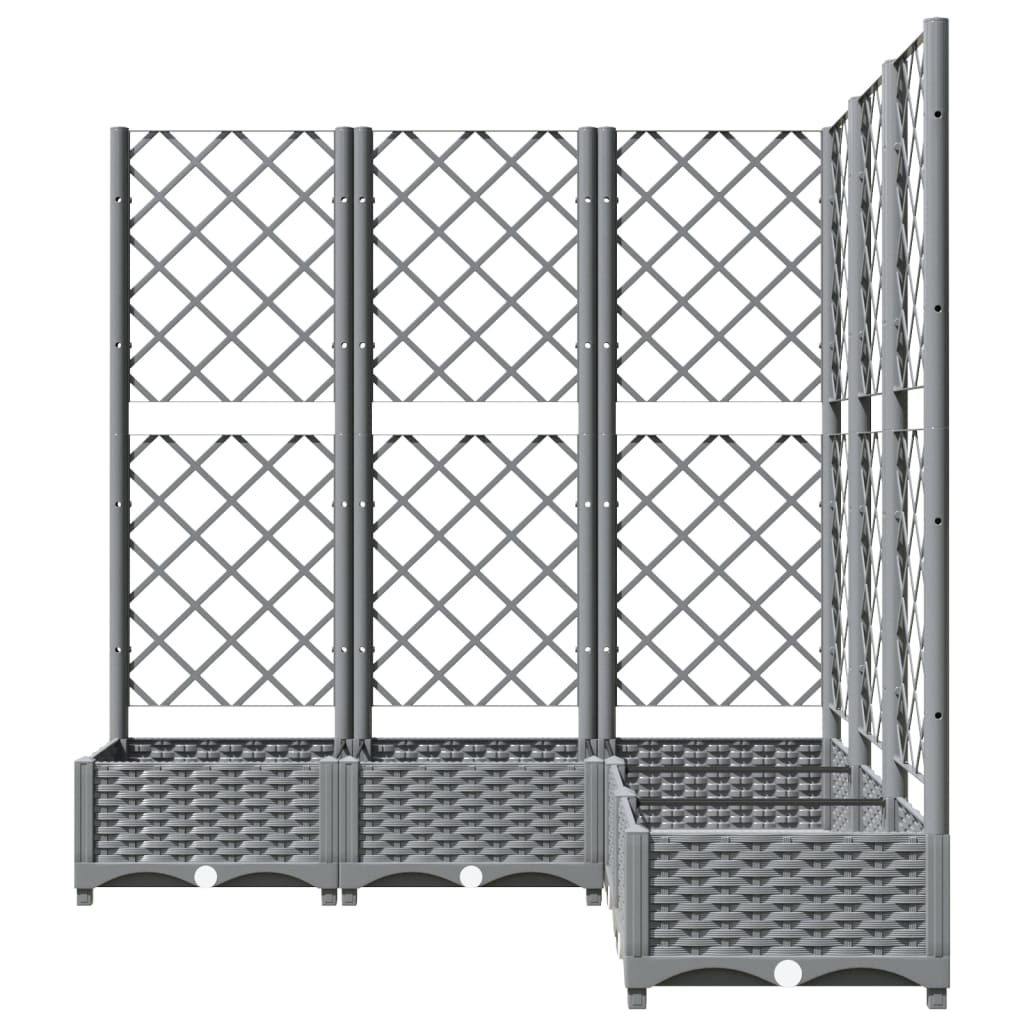 vidaXL Donica ogrodowa z kratką, jasnoszara, 120x120x121,5 cm, PP