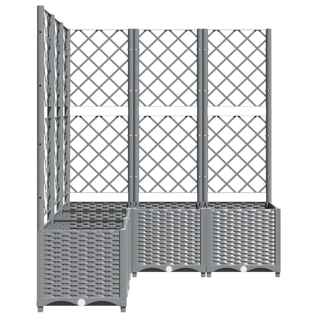 vidaXL Donica ogrodowa z kratką, jasnoszara, 120x120x136 cm, PP