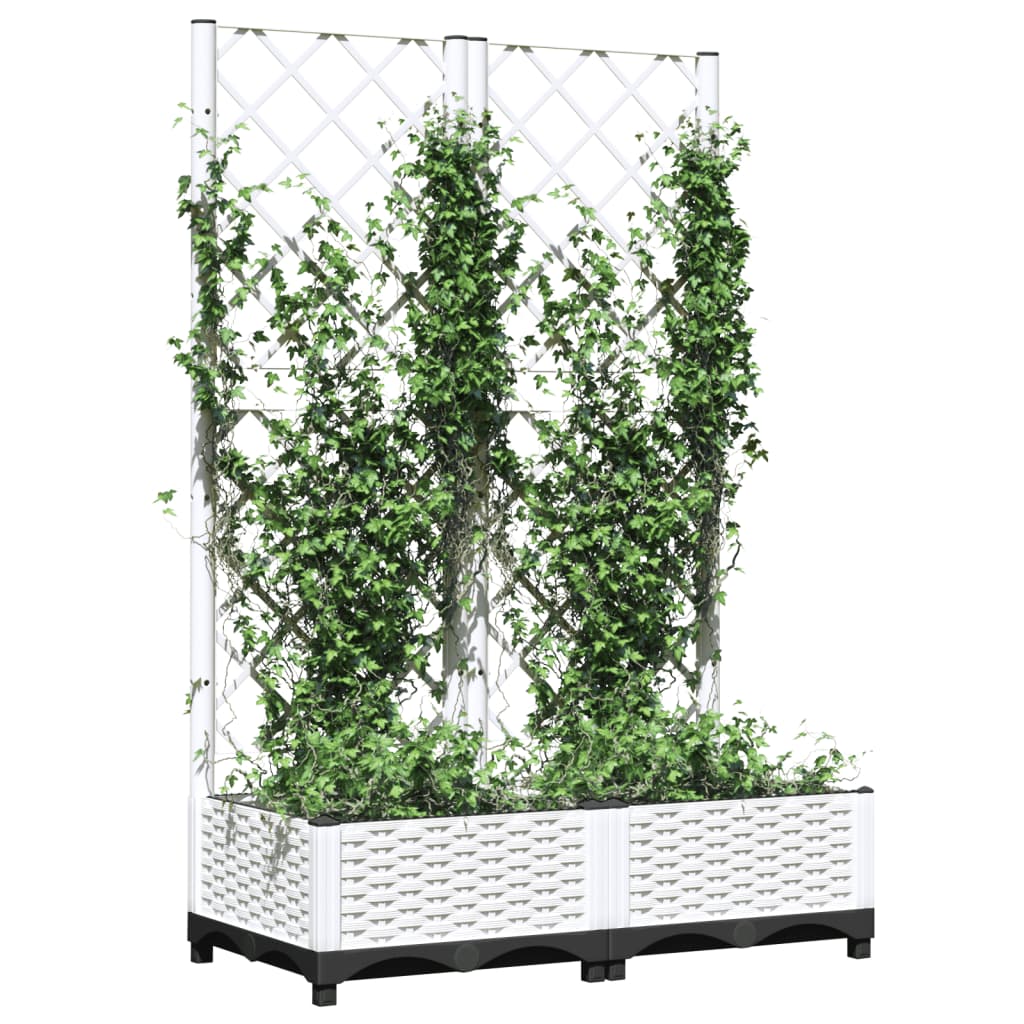 vidaXL Donica ogrodowa z kratką, biała, 80x40x121,5 cm, PP
