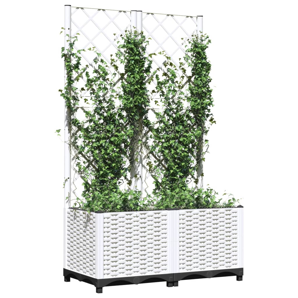 vidaXL Donica ogrodowa z kratką, biała, 80x40x136 cm, PP
