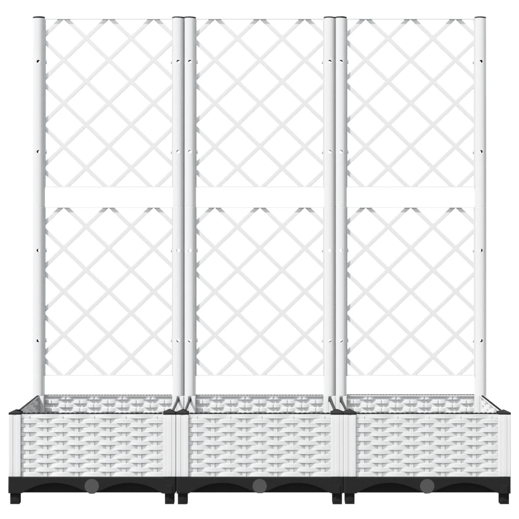 vidaXL Donica ogrodowa z kratką, biała, 120x40x121,5 cm, PP