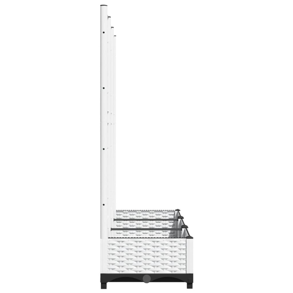 vidaXL Donica ogrodowa z kratką, biała, 120x40x121,5 cm, PP