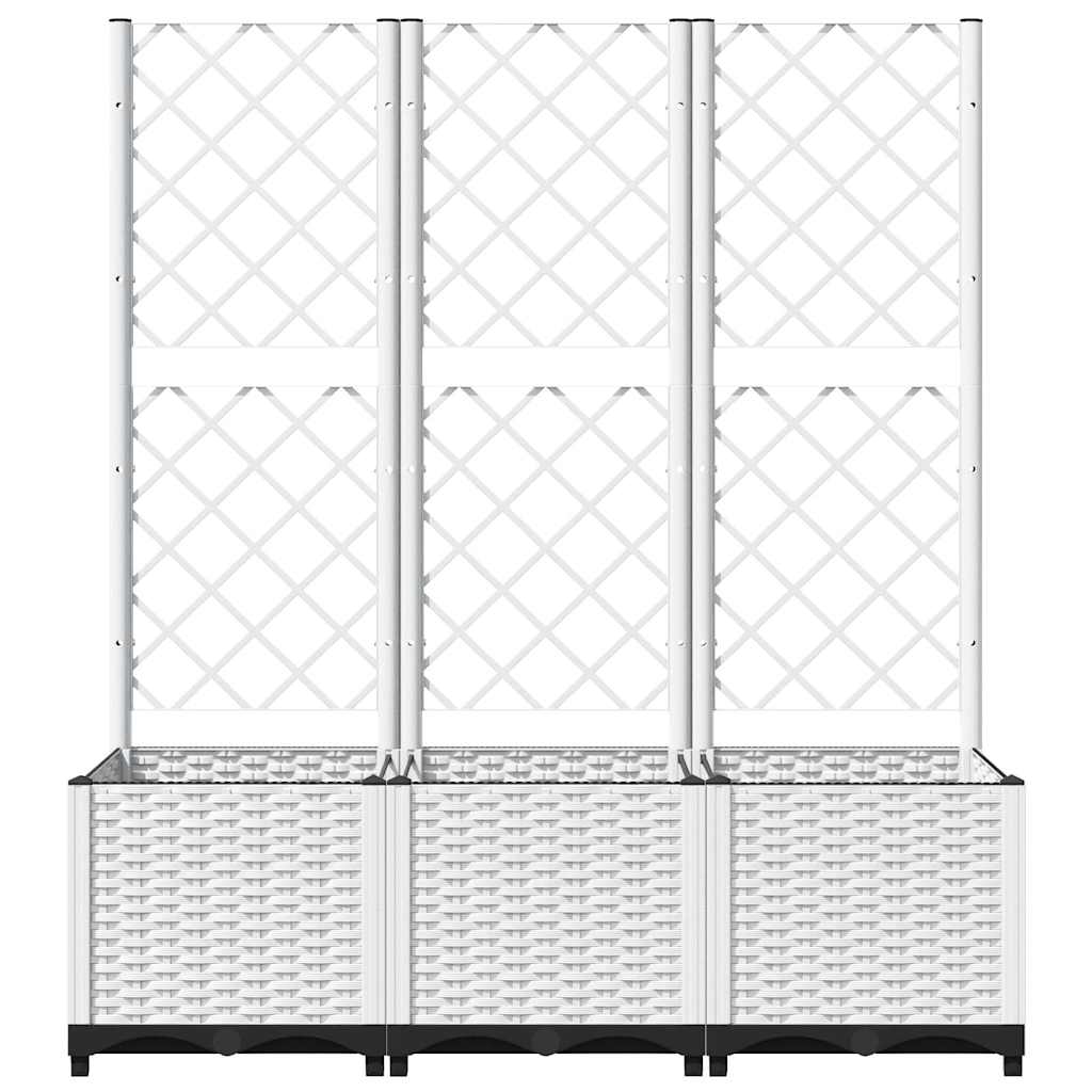 vidaXL Donica ogrodowa z kratką, biała, 120x40x136 cm, PP