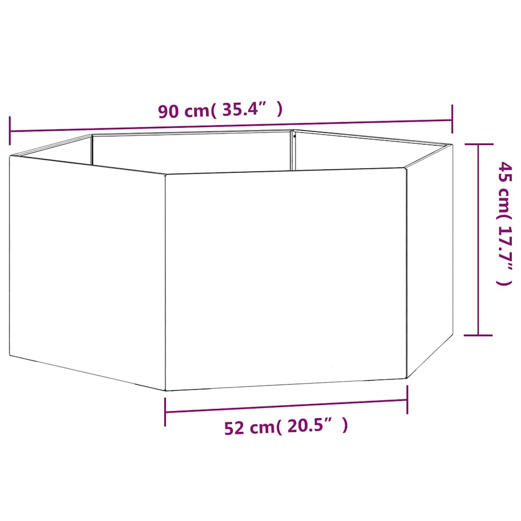 vidaXL Donica, rdzawa, 90x90x45 cm, stal kortenowska