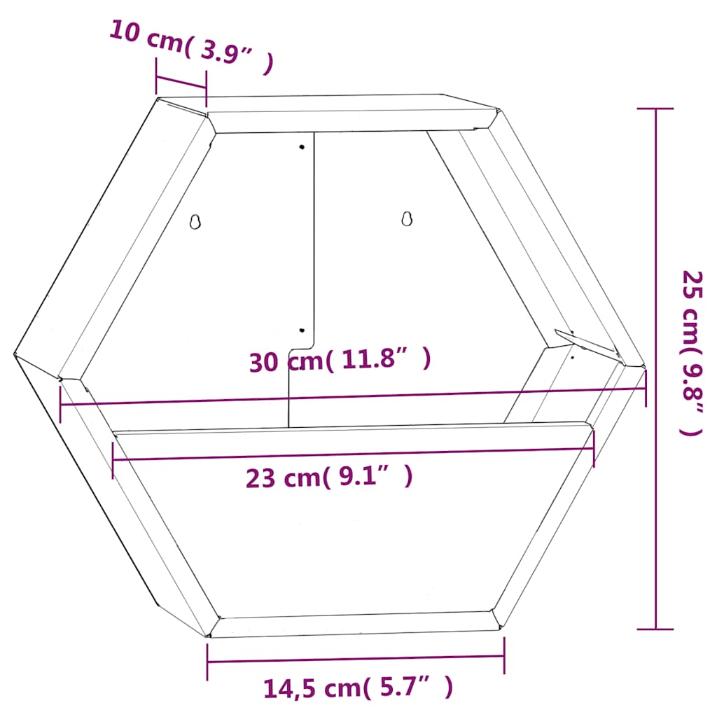 vidaXL Doniczki ścienne, 2 szt., rdzawe, stal kortenowska, 30x10x25 cm