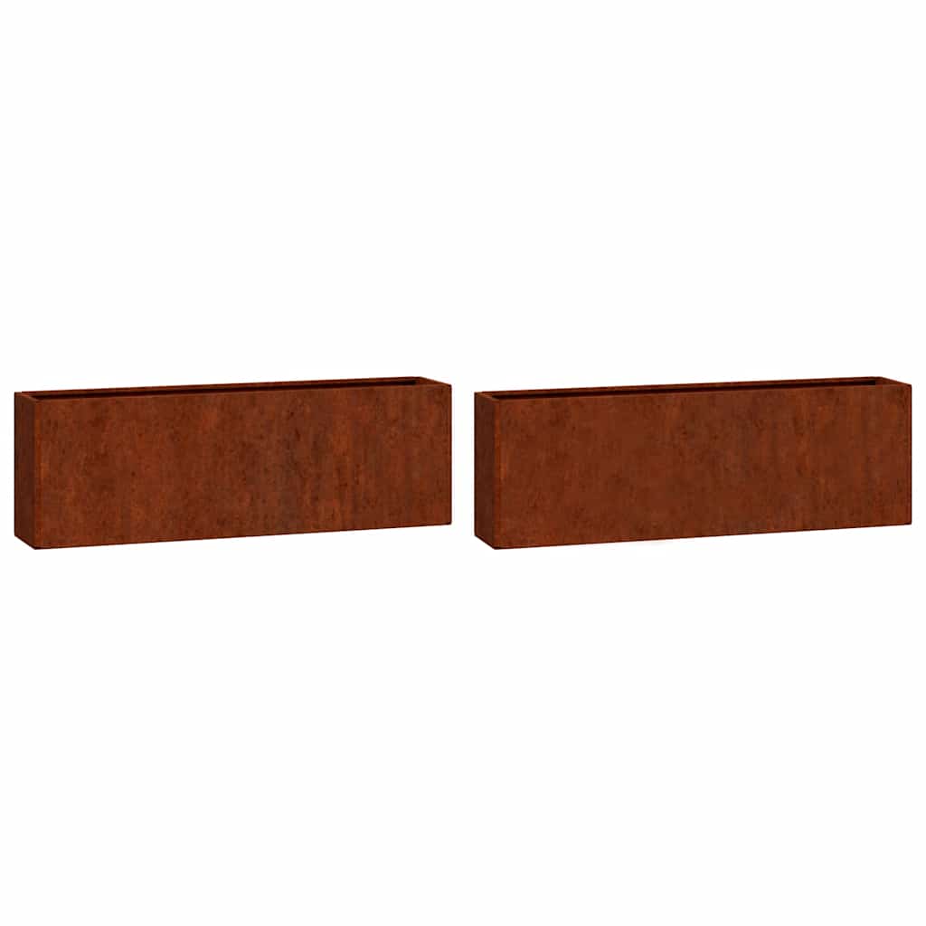 vidaXL Doniczki ścienne, 2 szt., rdzawe, stal kortenowska, 53x10x17 cm