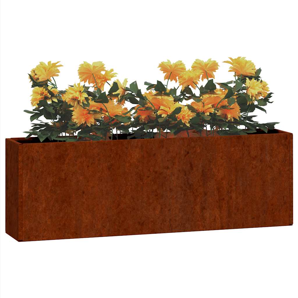 vidaXL Doniczki ścienne, 2 szt., rdzawe, stal kortenowska, 53x10x17 cm