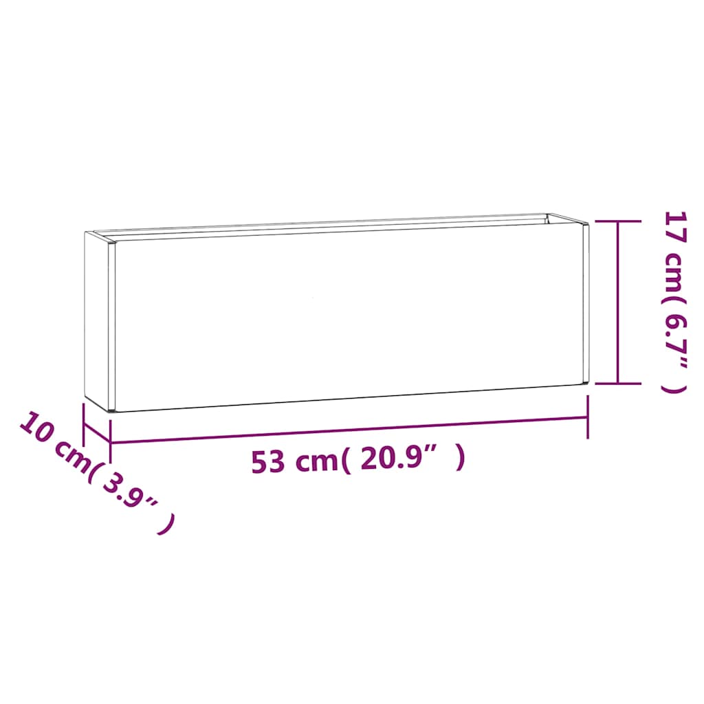 vidaXL Doniczki ścienne, 2 szt., rdzawe, stal kortenowska, 53x10x17 cm