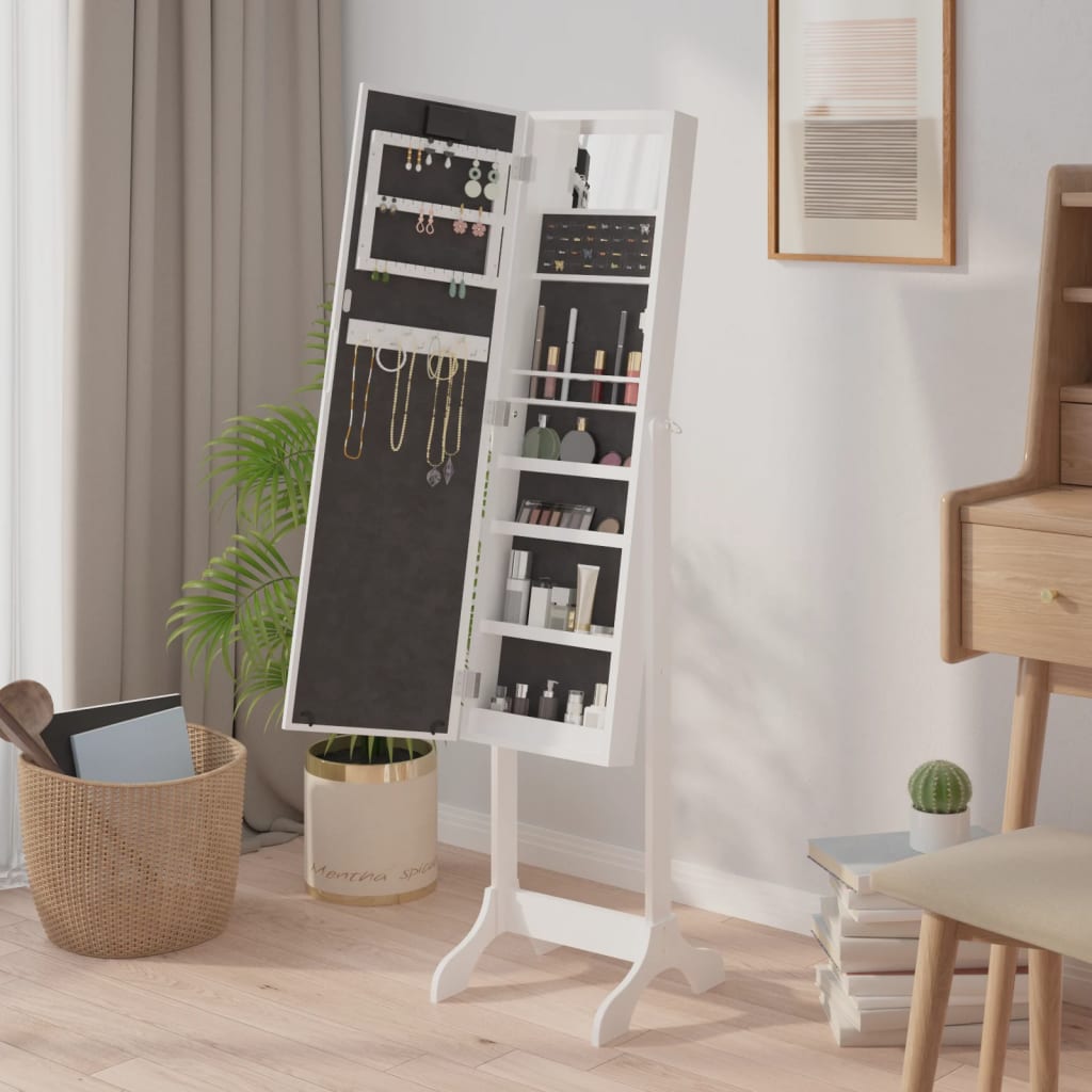 vidaXL Lustro stojące z LED, białe, 34x37x146 cm