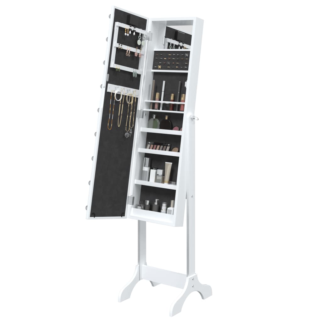vidaXL Lustro stojące z LED, białe, 34x37x146 cm