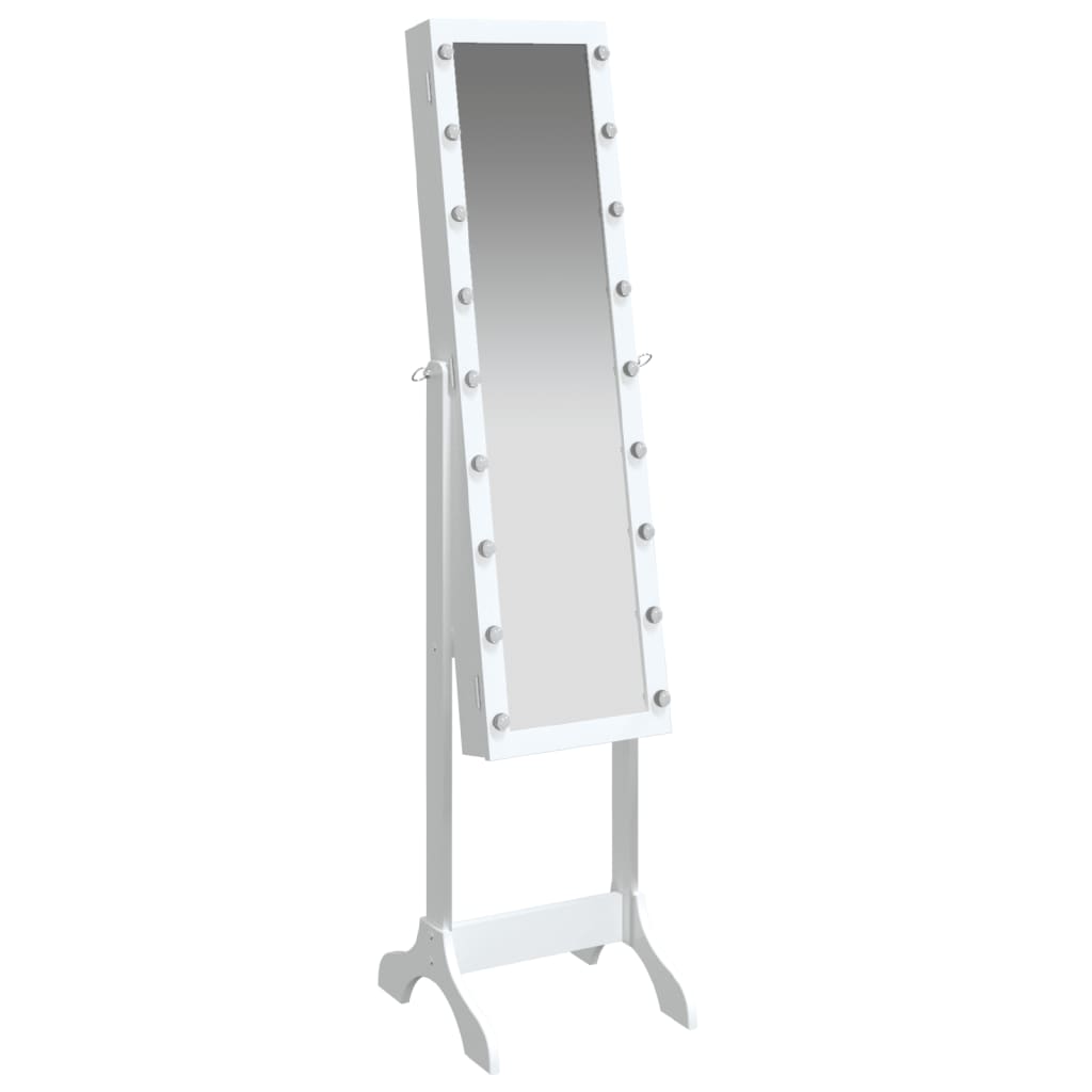 vidaXL Lustro stojące z LED, białe, 34x37x146 cm