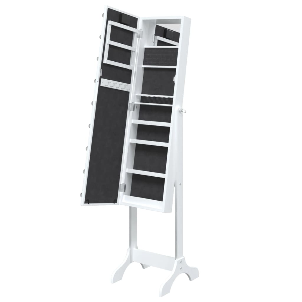 vidaXL Lustro stojące z LED, białe, 34x37x146 cm