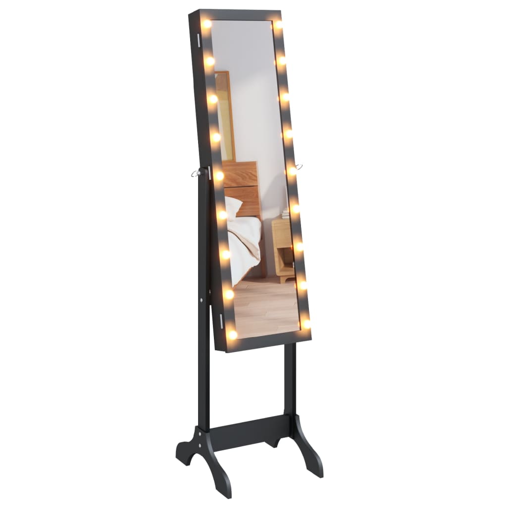 vidaXL Lustro stojące z LED, czarne, 34x37x146 cm