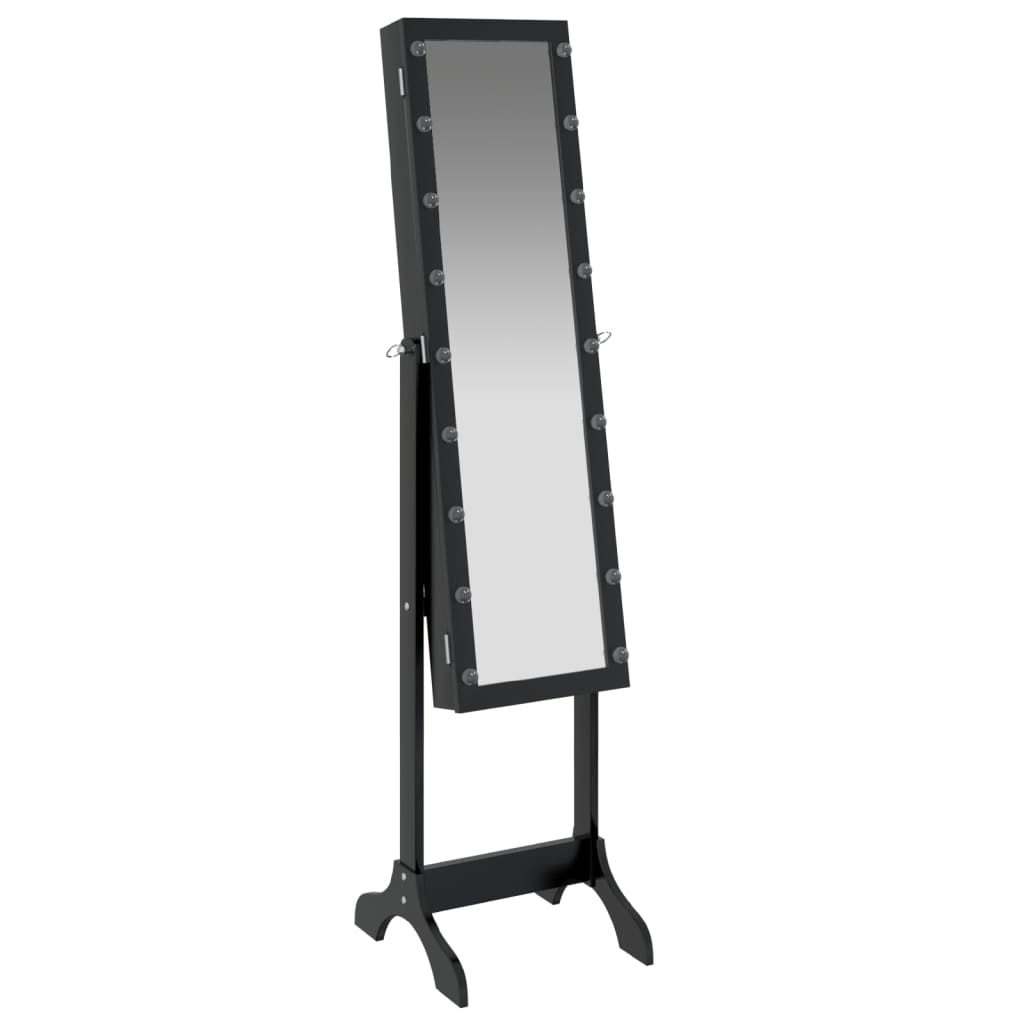 vidaXL Lustro stojące z LED, czarne, 34x37x146 cm