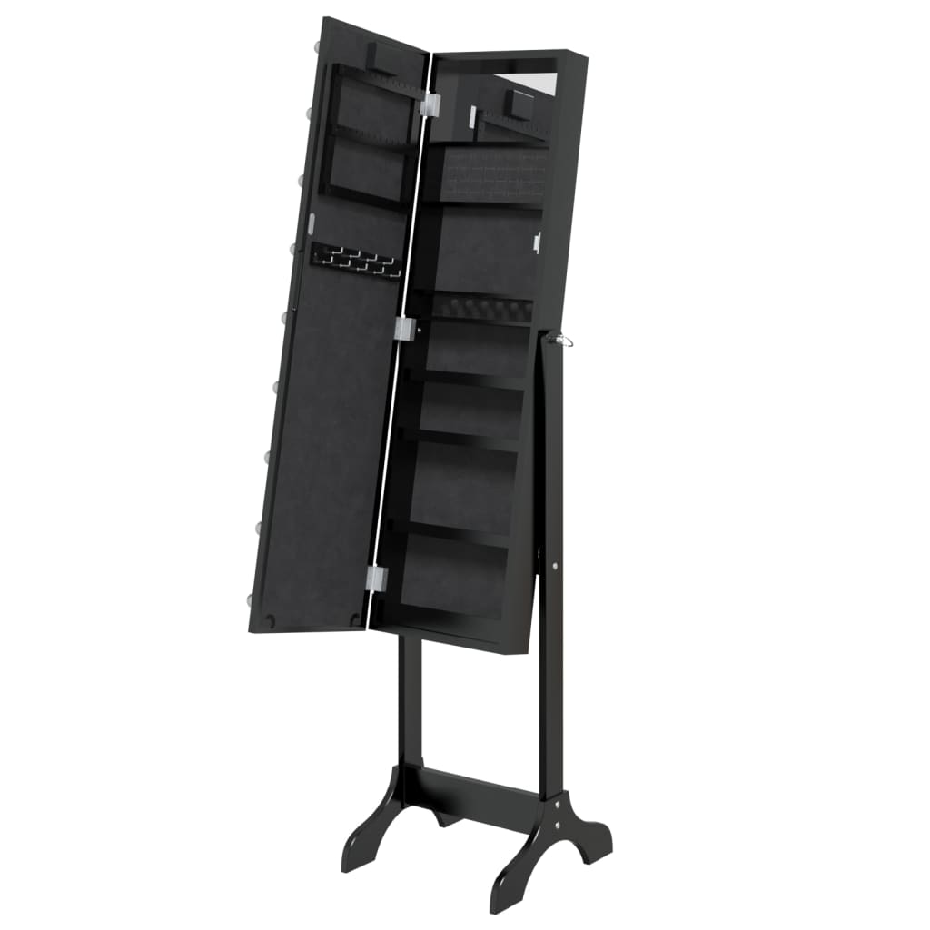 vidaXL Lustro stojące z LED, czarne, 34x37x146 cm