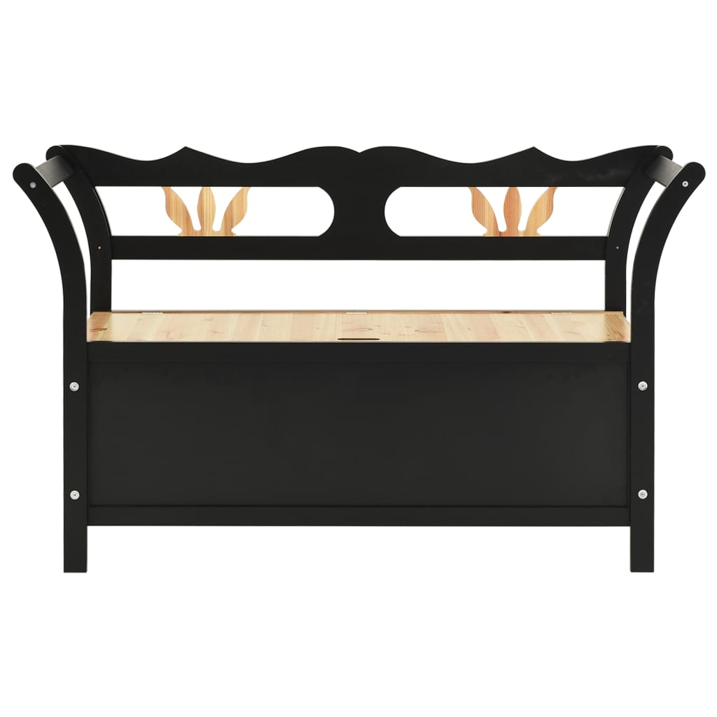 vidaXL Ławka, czarna, 107x45x75,5 cm, lite drewno jodłowe