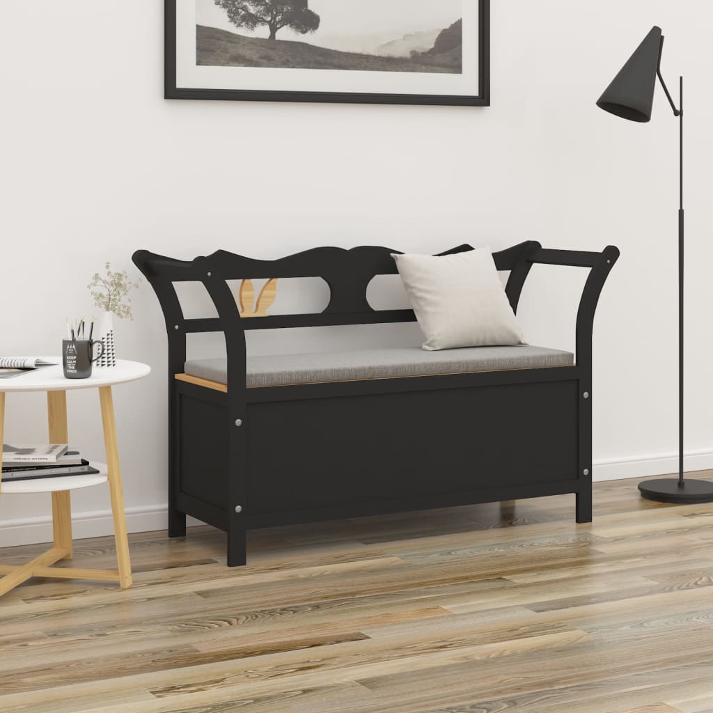 vidaXL Ławka, czarna, 107x45x75,5 cm, lite drewno jodłowe