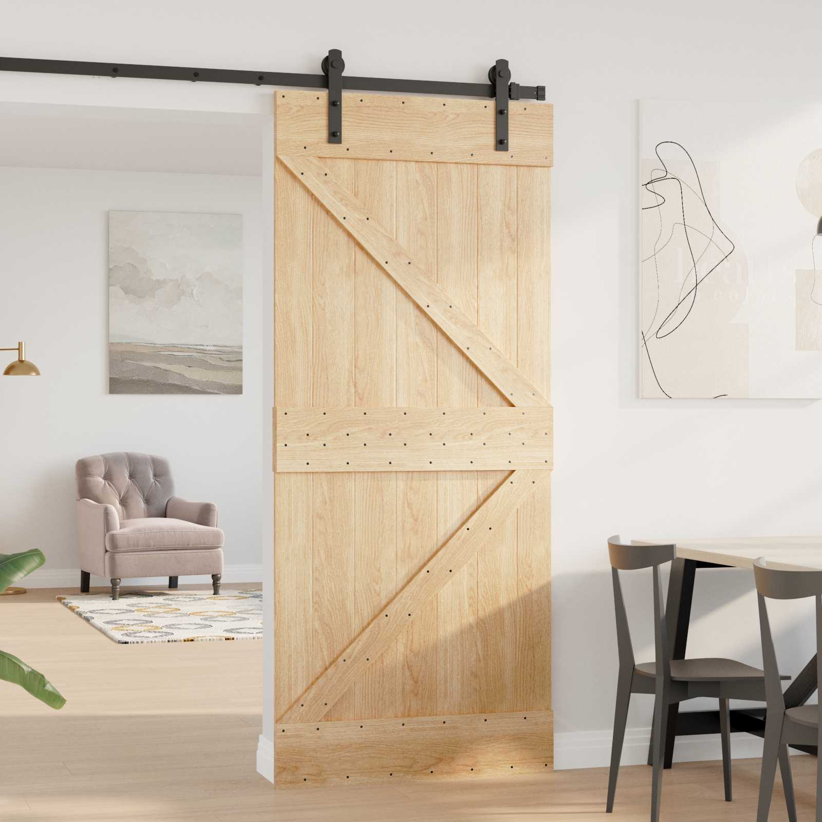 vidaXL Drzwi NARVIK Naturalny 90 x 210 cm Lite Drewno Sosnowe