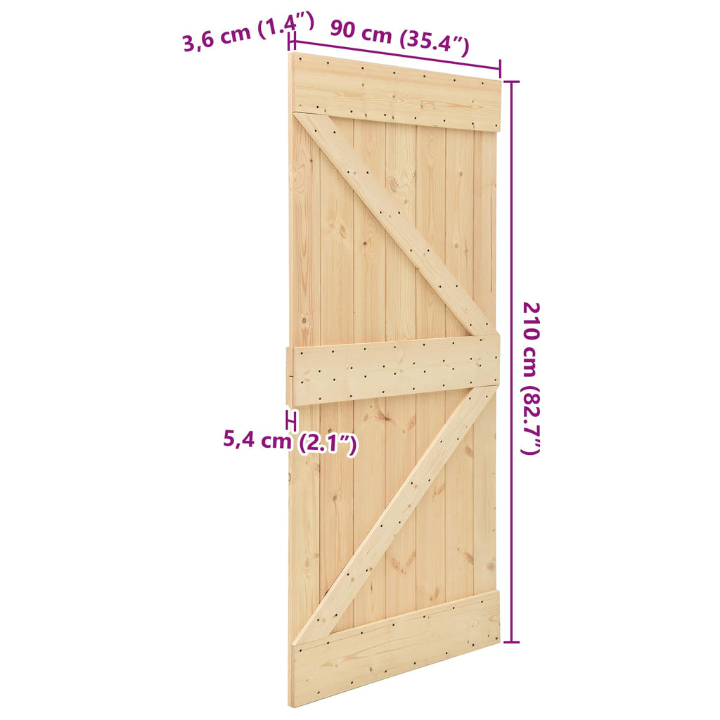vidaXL Drzwi NARVIK Naturalny 90 x 210 cm Lite Drewno Sosnowe