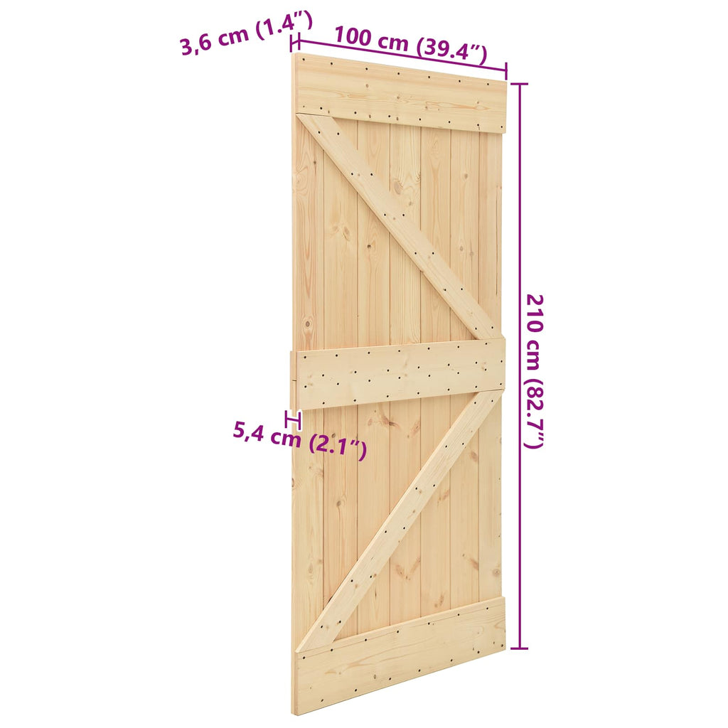 vidaXL Drzwi NARVIK Naturalny 100 x 210 cm Lite Drewno Sosnowe