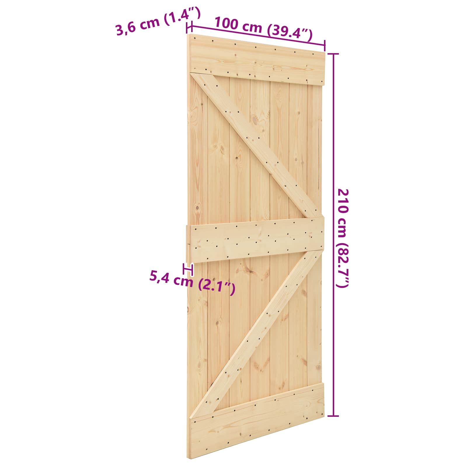 vidaXL Drzwi NARVIK Naturalny 100 x 210 cm Lite Drewno Sosnowe