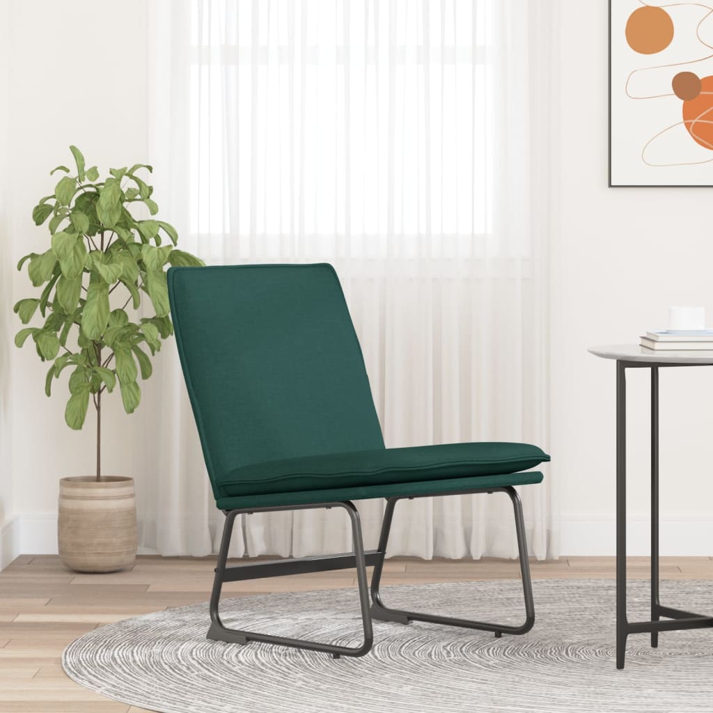 vidaXL Krzesło wypoczynkowe, ciemnozielone, 52x75x76 cm, obite tkaniną