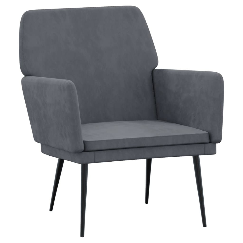 vidaXL Fotel, ciemnoszary, 62x79x79 cm, obity aksamitem