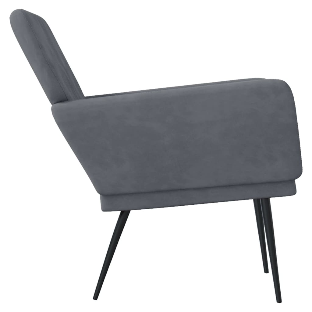 vidaXL Fotel, ciemnoszary, 62x79x79 cm, obity aksamitem