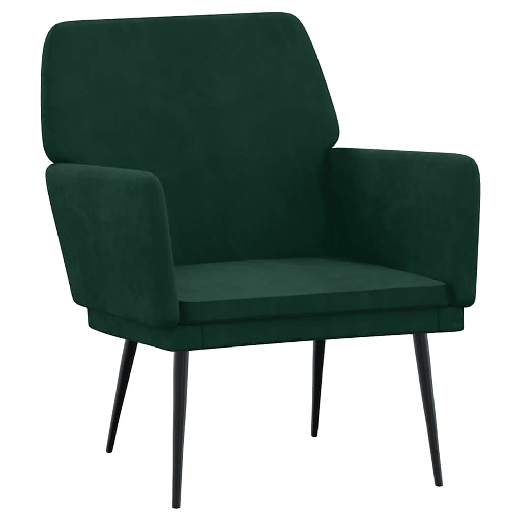 vidaXL Fotel, ciemnozielony, 62x79x79 cm, obity aksamitem