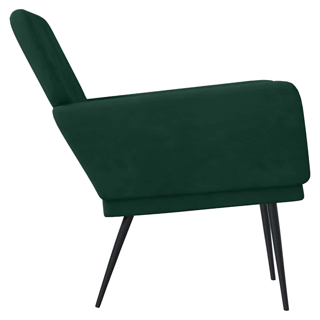 vidaXL Fotel, ciemnozielony, 62x79x79 cm, obity aksamitem
