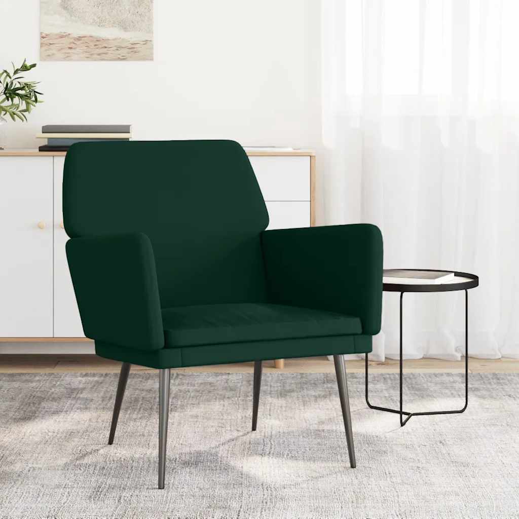 vidaXL Fotel, ciemnozielony, 62x79x79 cm, obity aksamitem