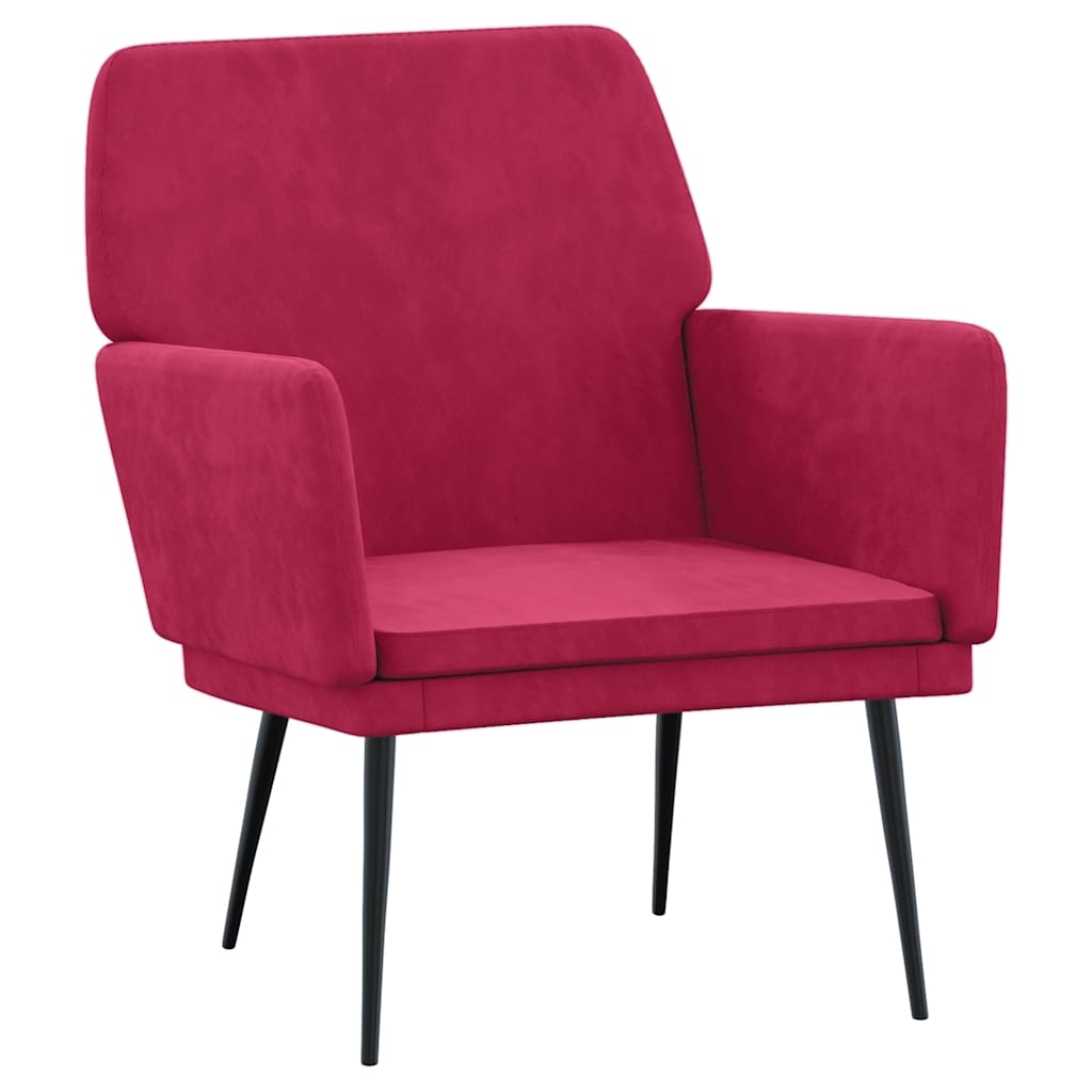 vidaXL Fotel, winna czerwień, 62x79x79 cm, obity aksamitem
