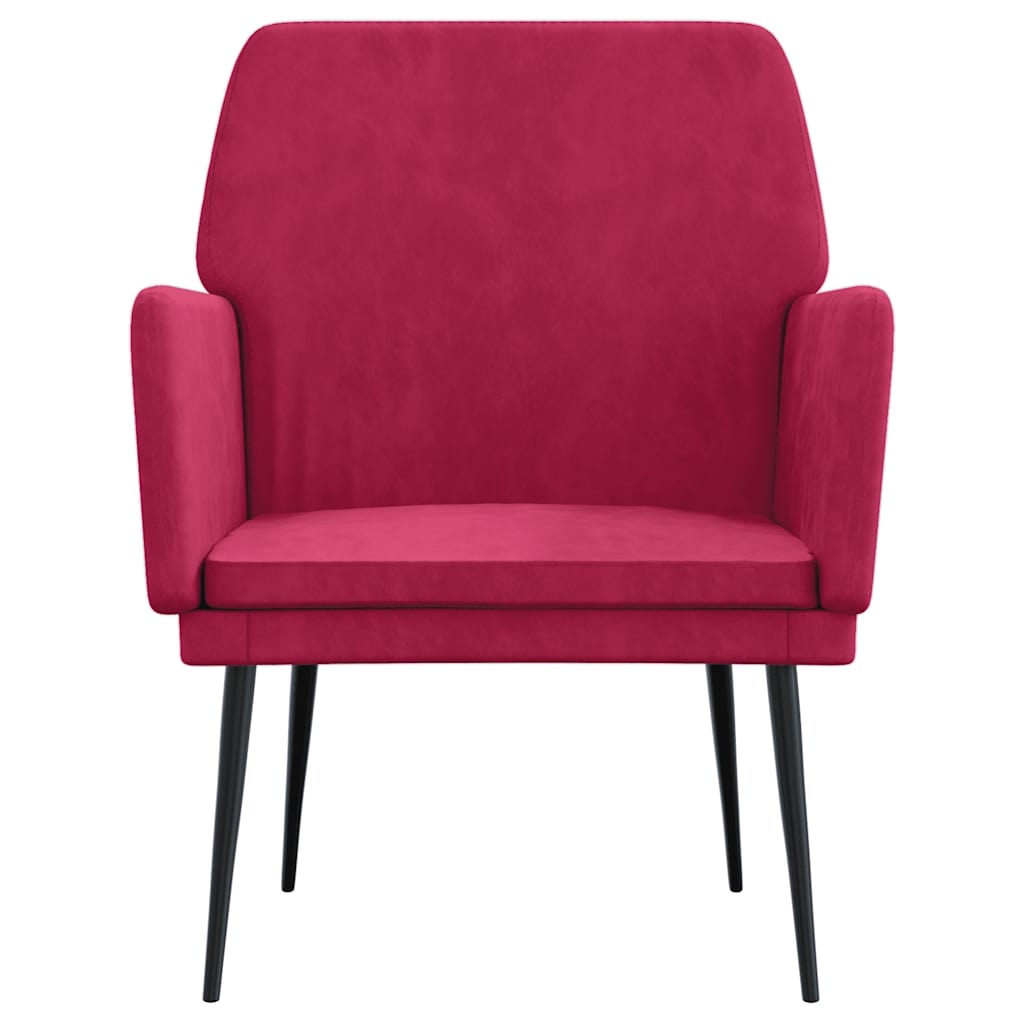 vidaXL Fotel, winna czerwień, 62x79x79 cm, obity aksamitem