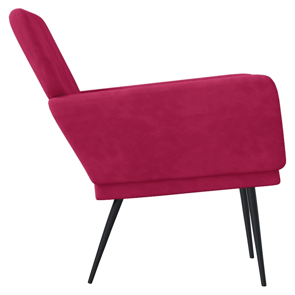 vidaXL Fotel, winna czerwień, 62x79x79 cm, obity aksamitem