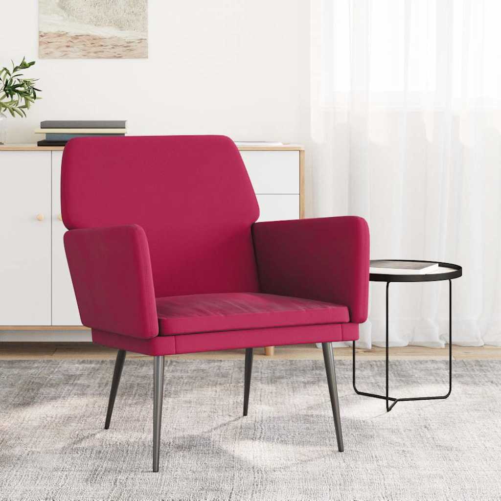 vidaXL Fotel, winna czerwień, 62x79x79 cm, obity aksamitem