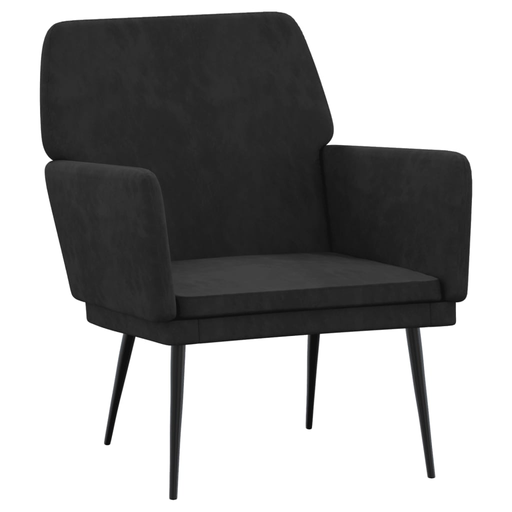 vidaXL Fotel, czarny, 62x79x79 cm, obity aksamitem