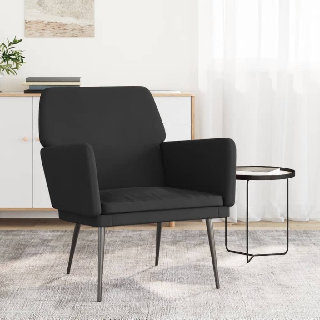 vidaXL Fotel, czarny, 62x79x79 cm, obity aksamitem