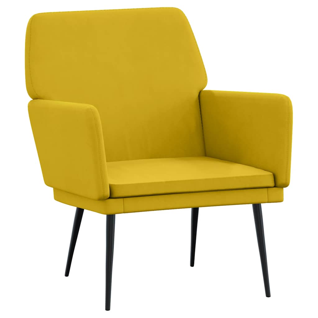vidaXL Fotel, żółty, 62x79x79 cm, obity aksamitem