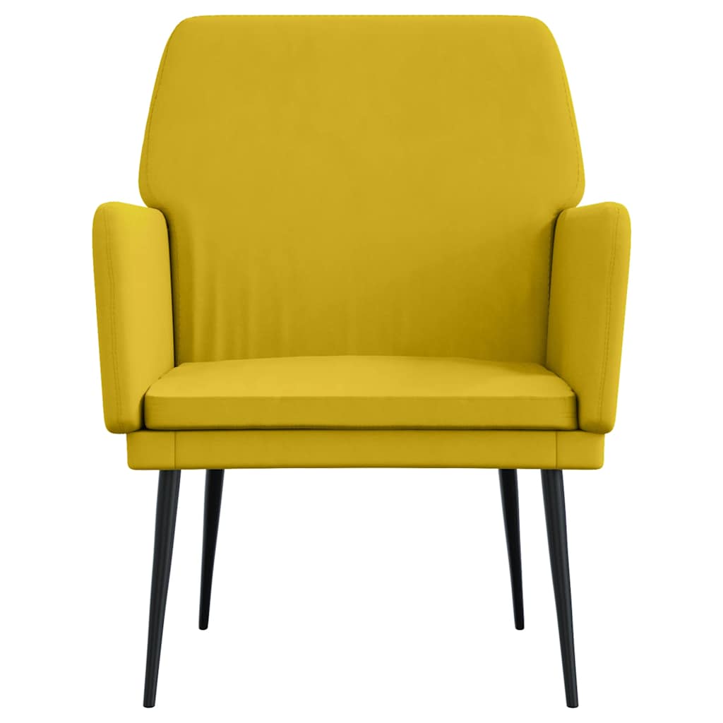 vidaXL Fotel, żółty, 62x79x79 cm, obity aksamitem