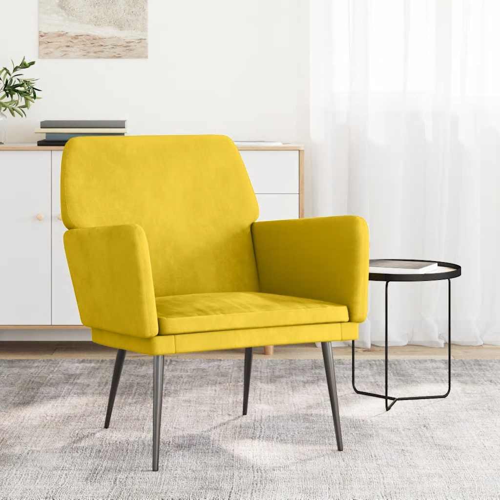 vidaXL Fotel, żółty, 62x79x79 cm, obity aksamitem