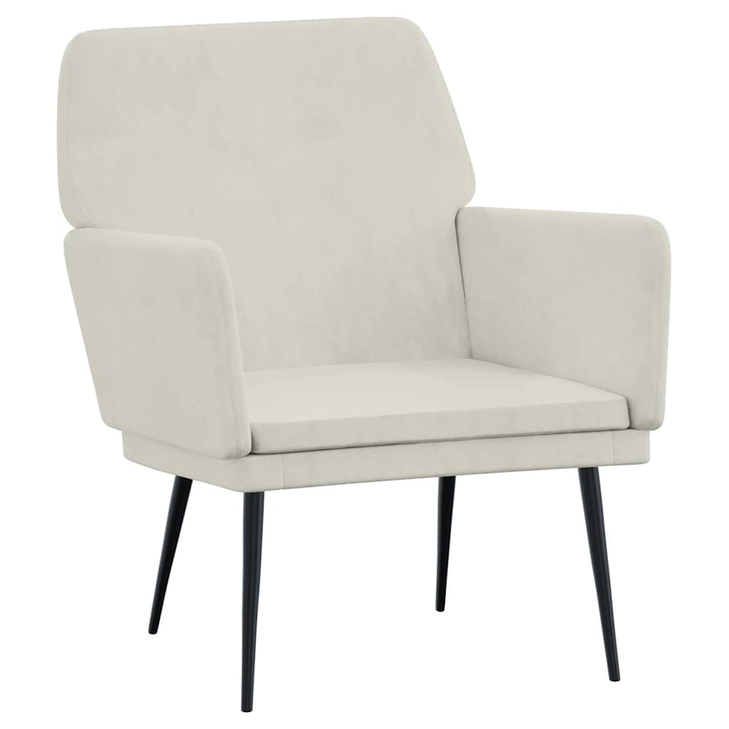 vidaXL Fotel, kremowy, 62x79x79 cm, obity aksamitem