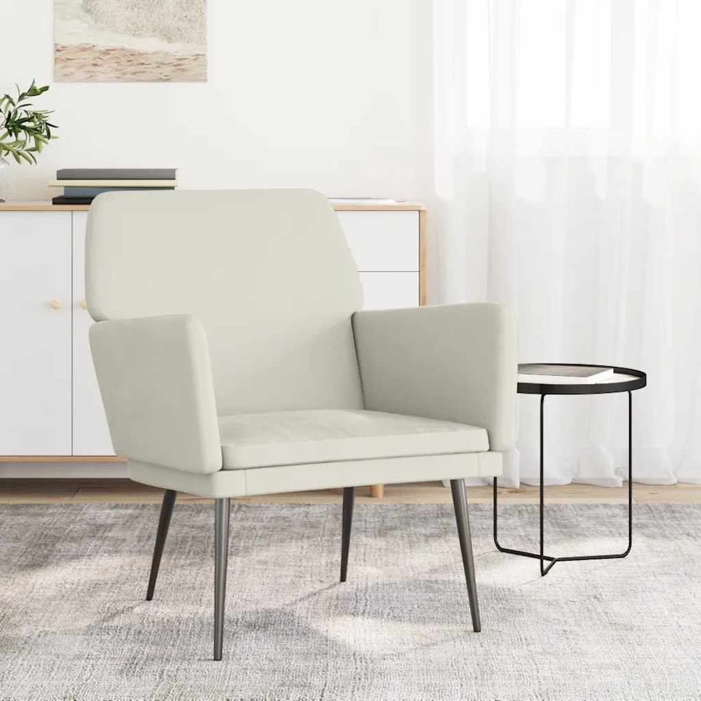 vidaXL Fotel, kremowy, 62x79x79 cm, obity aksamitem