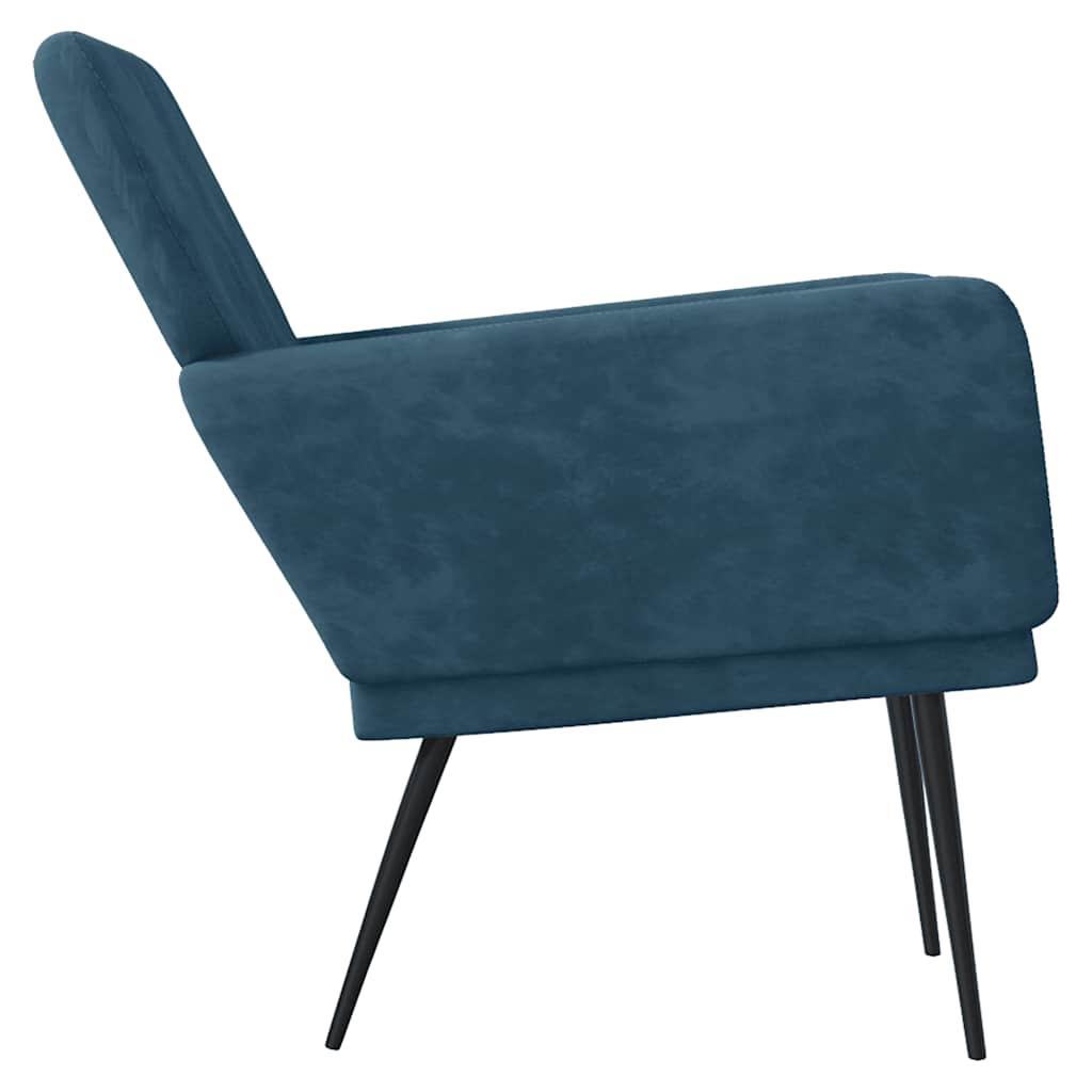 vidaXL Fotel, niebieski, 62x79x79 cm, obity aksamitem