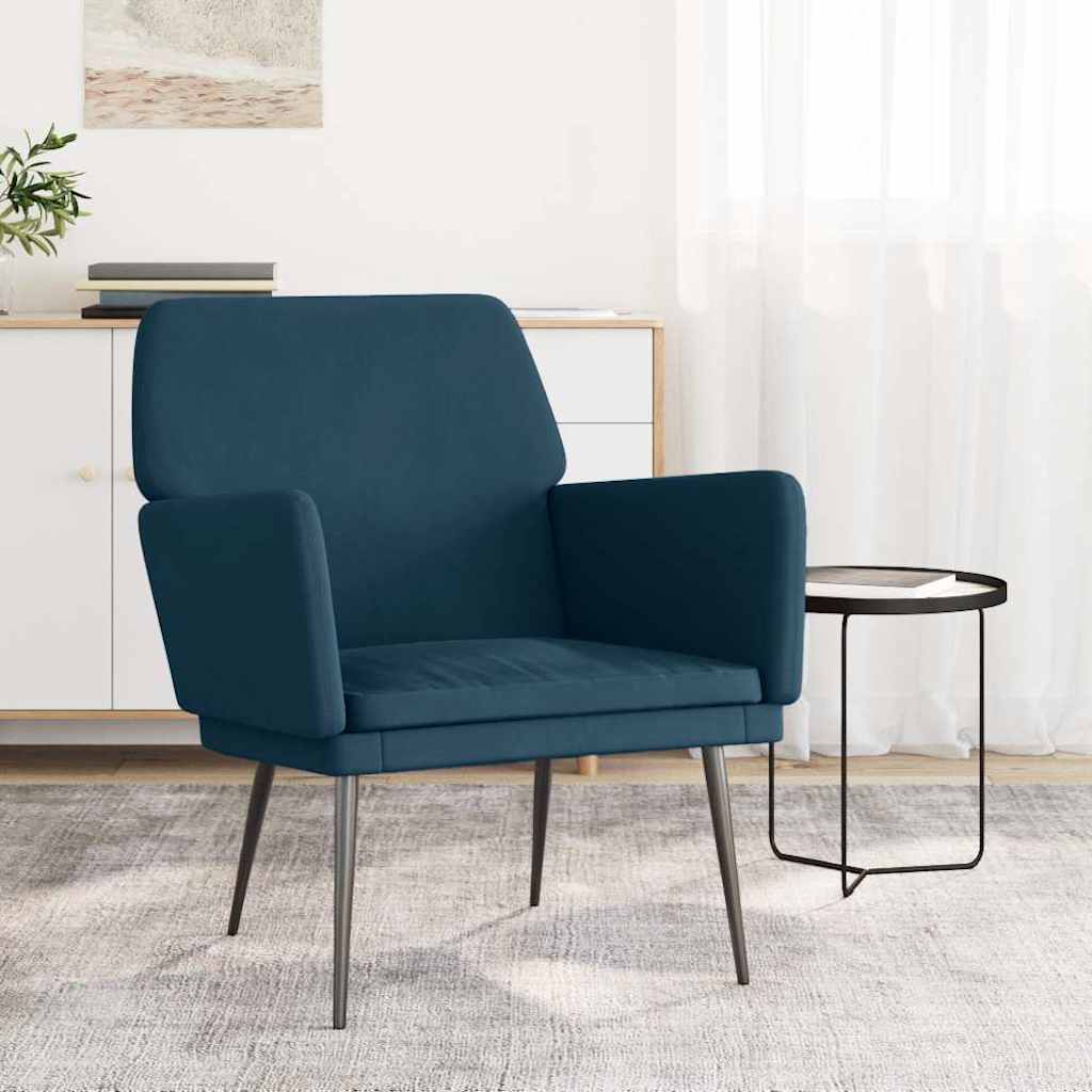 vidaXL Fotel, niebieski, 62x79x79 cm, obity aksamitem