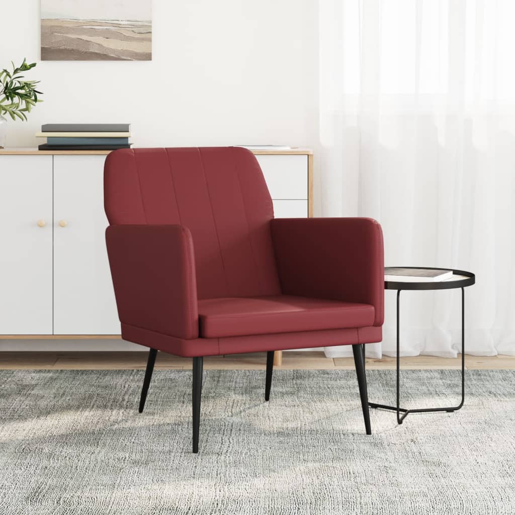 vidaXL Fotel, winna czerwień, 61x78x80 cm, obity sztuczną skórą